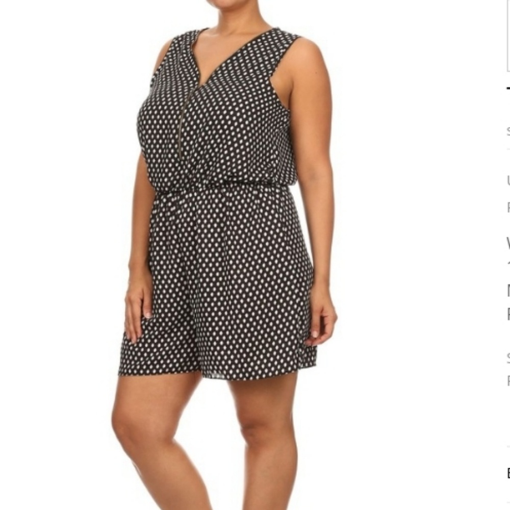 Plus Size Sleeveless Shorts Romper Black Jumpsuit - Picture 2 of 5